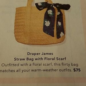 NIB Draper James Straw Bag with Floral Scarf